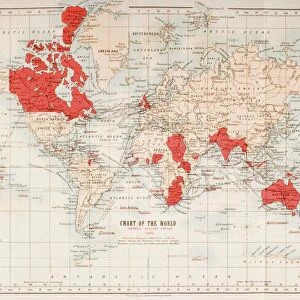Map Of The World Showing In Red The Extent Of The British Empire In 1901