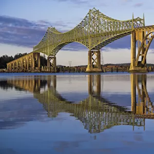 Mccollough Memorial Bridge Crosses Coos Bay; North Bend, Oregon, United States Of America