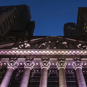 New York Stock Exchange At Twilight; New York City, New York, United States Of America