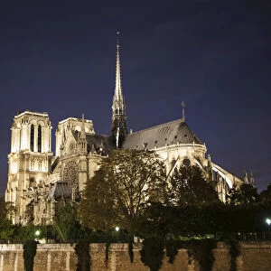 Notre Dame Cathedral At Night; Paris, France
