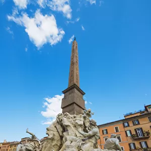 Obelisk Fountain In Piazza Navona; Rome, Italy