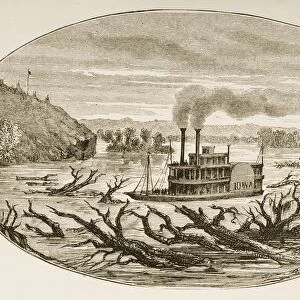Paddle Steamer On The Upper Missouri In 1870S. From American Pictures Drawn With Pen And Pencil By Rev Samuel Manning Circa 1880