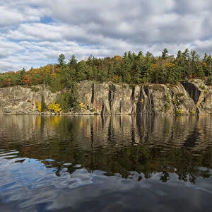 Panoramic View Of The Cliffs In Rock Lake In Autumn, Algonquin Park; Ontario, Canada