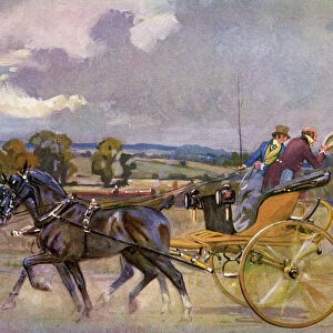Regency Bucks In Their Curricle On The Road To Brighton, England. From The Illustrated London News, Christmas Number, 1933