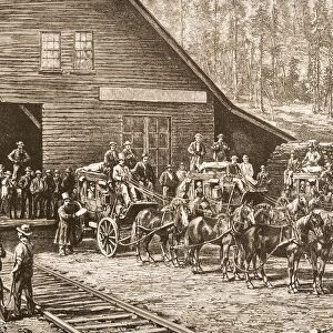 Reno Station Nevada On The Central Pacific Railway In 1870S. From American Pictures Drawn With Pen And Pencil By Rev Samuel Manning Circa 1880