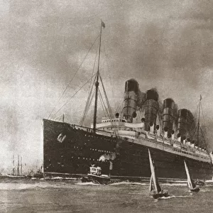 Rms Lusitania Cunard Line Ocean Liner, Later Torpedoed And Sunk By A German Submarine In 1915. From The Story Of Seventy Momentous Years, Published By Odhams Press 1937