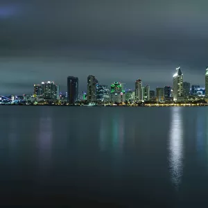 San Diego skyline and Bay at night, California, USA