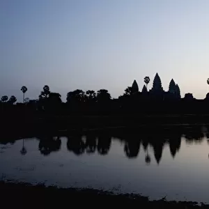 Silhouette Of Ankor Wat Temple At Dusk, Angkor, Siem Reap, Cambodia