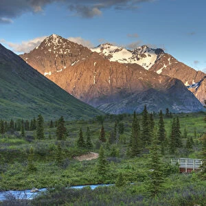 South Fork Near Eagle River At Sunset On A Summer Day In South Central Alaska