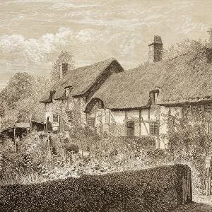 Stratford-Upon-Avon, England. Anne Hathaways Cottage, Shakespeares Wifes Family Home. From The Illustrated Library Shakspeare, Published London 1890