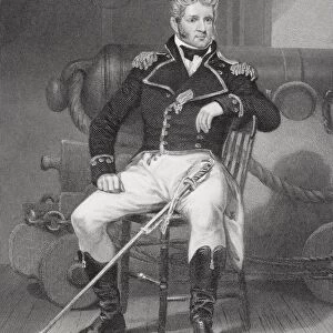 Thomas Macdonough American 1783-1825 Naval Officer During War Of 1812. Won Battle Of Plattsburg (Or Lake Champlain) Against The British. From Painting By Alonzo Chappel