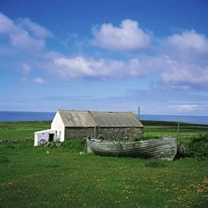 Tory Island, Co Donegal, Ireland, Cottage And Boat