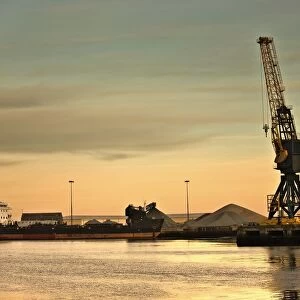 Tyne And Wear, Sunderland, England; Crane At A Shipping Dock