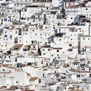 Typical White-Washed Mountain Town Belonging To The Comarca, Or Region, Of The Axarquia; Competa, Malaga Province, Andalusia, Spain