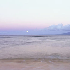 USA, Hawaii, Molokai In Distance; Maui, Misty Morning Skies And Ocean