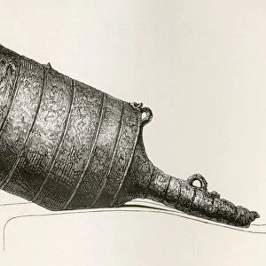 Wrought Iron Bombard. Large-Caliber, Muzzle-Loading Medieval Cannon Or Mortar. From The British Army: Its Origins, Progress And Equipment, Published 1868