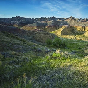 The yellow mountain region in badlands national park; south dakota united states of america
