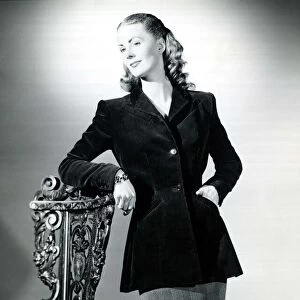 1940s fashion shoot Suit designed by Dorville: brown corduroy jacket