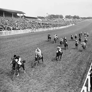 1965 Epsom Derby horse race. The finish of the race with French horse Sea Bird II
