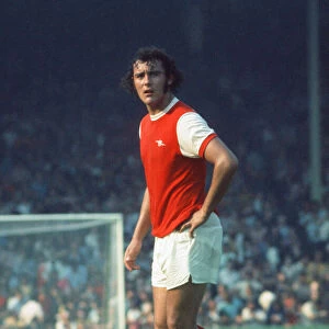 Arsenal footballer Ray Kennedy in action against Leicester City at Highbury