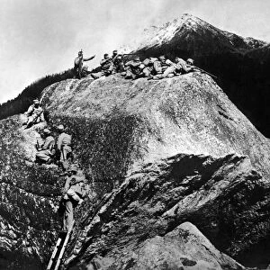 Austrians defending a mountain outpost in the Izonzo district