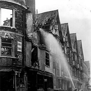 Bristol, Firefighters in King Street during the Bristol Blitz. 1940 / 41