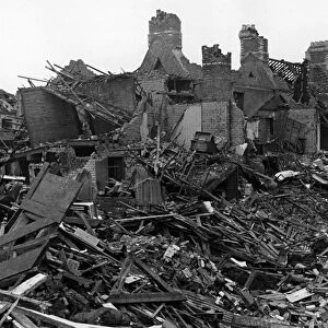 Cardiff blitz - damaged houses in Grangetown. Circa 1944
