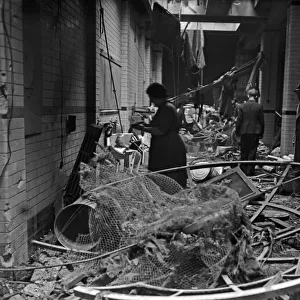 The clear up of the Kent Street Baths, Birmingham after the building suffered extensive