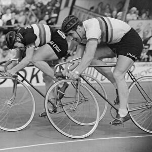 Cyclist Cyril Bardsley (Left) seen here competing at Herne Hill, London, 27th July 1953