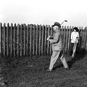 David Lloyd George golfing at Colwyn Bay. Circa 1920