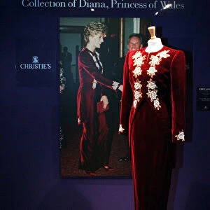 DRESSES FROM THE COLLECTION OF PRINCESS DIANA ON SHOW AT CHRISTIES IN LONDON TODAY