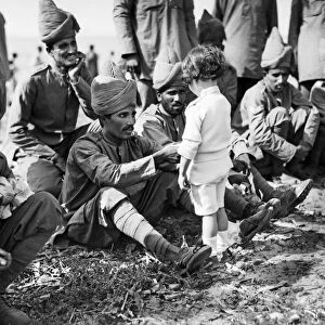 A French boy introducing himself to the Indian soldiers at their Rest camp on the race