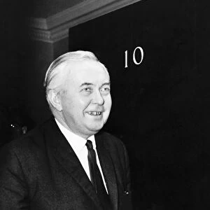Harold Wilson Prime Minister standing outside number 10 Downing Street