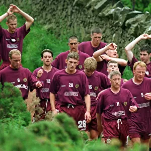 Heart of Midlothian squad during the first day of training for the new season in