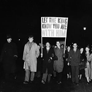 King Edward VIII Abdication Crisis December 1936. Royal supporters marching through