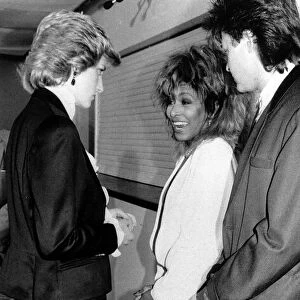 Princess Diana meets American singer Tina Turner at a Wembley charity rock concert