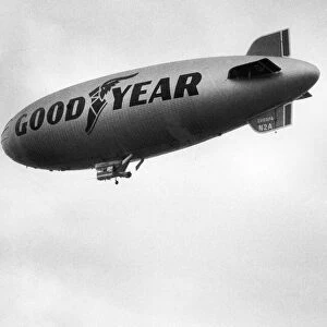 The rebuilt Goodyear Airship Europa which crashed in April 1972 seen here in the skies