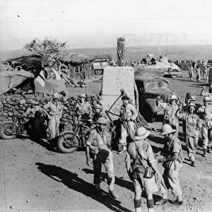 Triumphant South African troops coming through the entrance to Hobok Fort in Abyssinia a