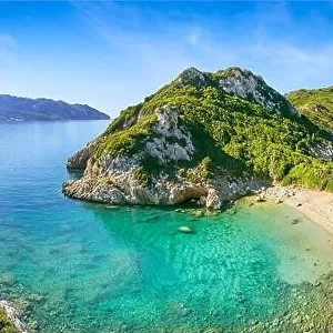 Porto Timoni Beach, double beach bay, Corfu, Greece