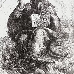 The Eternal Father with angels. Drawing by Fra Bartolomeo, in the Gabinetto dei Disegni e delle Stampe of the Uffizi Gallery, in Florence