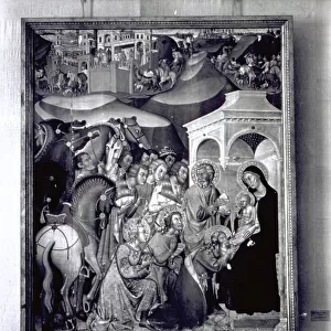 Panel painting by Bartolomeo di Fredi with the Adoration of the Magi. In the Pinacoteca Nazionale in Siena