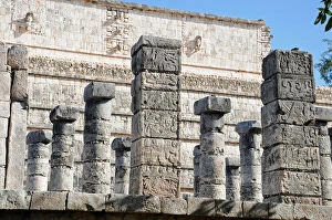 Mayan Temple and Stone Columns, Chichen Itza