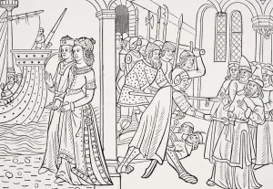 The Abduction Of Helen. Facsimile Of A Wood Engraving From The Istoire De La Destruction The Abduction Of Helen. Facsimile Of A Wood Engraving From The Istoire De La Destruction