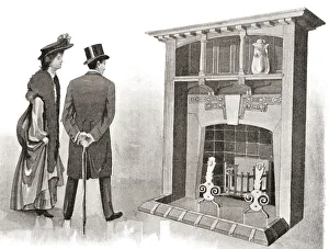 Advertisement For A Fireplace. From The Mansions Of England In The Olden Time, Published 1906 Advertisement For A Fireplace. From The Mansions Of England In The Olden Time, Published 1906