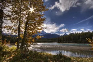 Athabasca River With Mount Fryatt In The Background, Jasper National Park, Alberta Athabasca River With Mount Fryatt In The Background, Jasper National Park, Alberta