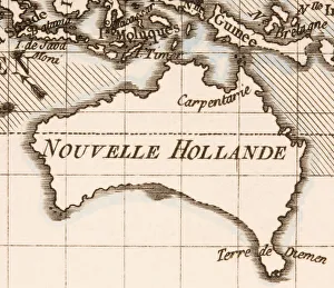 Australia Circa 1760. Mercator Projection. From Atlas De Toutes Les Parties Connues Du Globe Terrestre By Cartographer Australia Circa 1760. Mercator Projection. From Atlas De Toutes Les Parties Connues Du Globe Terrestre By Cartographer