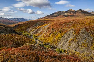 The autumn colours ignite the landscape in colour along the Dempster Highway, Yukon The autumn colours ignite the landscape in colour along the Dempster Highway, Yukon