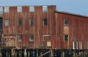 The Big Red Net Shed Is A Prominent Riverfront Landmark; Astoria, Oregon, United The Big Red Net Shed Is A Prominent Riverfront Landmark; Astoria, Oregon, United