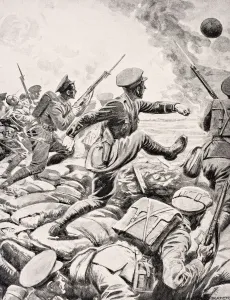 British Officer Kicks Football Towards German Lines To Inspire His Platoon To Charge British Officer Kicks Football Towards German Lines To Inspire His Platoon To Charge
