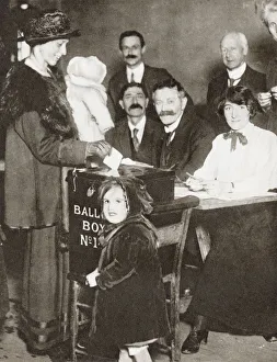 A British Woman Voting For The First Time In The General Election Of 1918 A British Woman Voting For The First Time In The General Election Of 1918